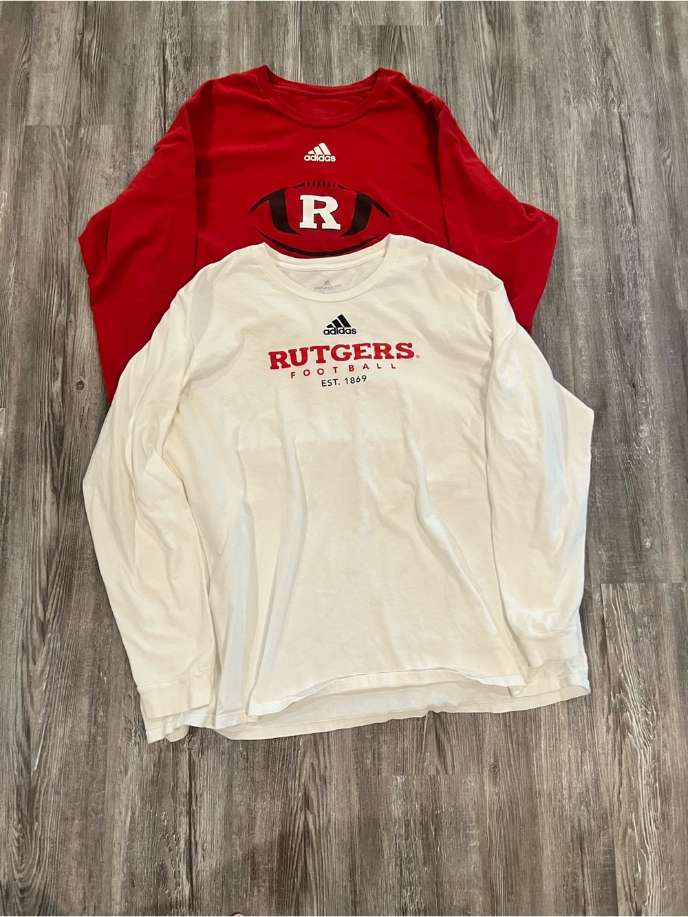 adidas White & Red Rutgers Football Graphic Tee